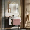 Mobile bagno sospeso 80cm cannettato 1 cassettone e vani rosa Autentic