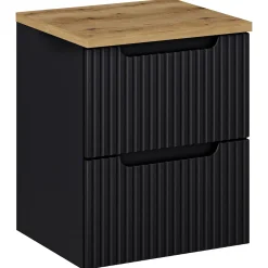 Mobile bagno sospeso 50cm cannettato 2 cassetti nero rovere Cleany