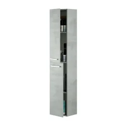 Mobile bagno sospeso 80cm con lavabo, specchio e colonna cemento bianco Oscar