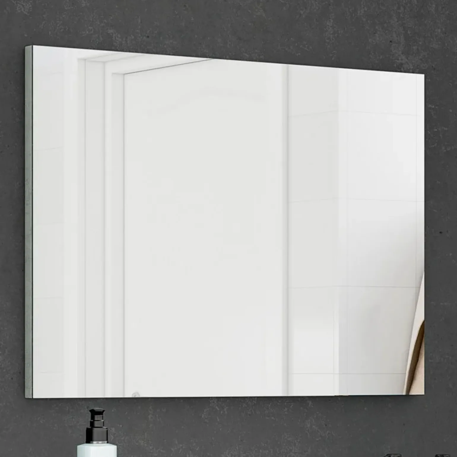 Mobile bagno sospeso 80cm con lavabo, specchio e colonna cemento bianco Oscar