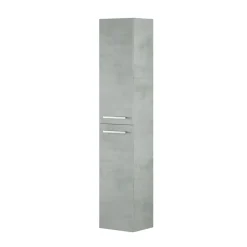 Mobile bagno sospeso 80cm con lavabo, specchio e colonna cemento bianco Oscar