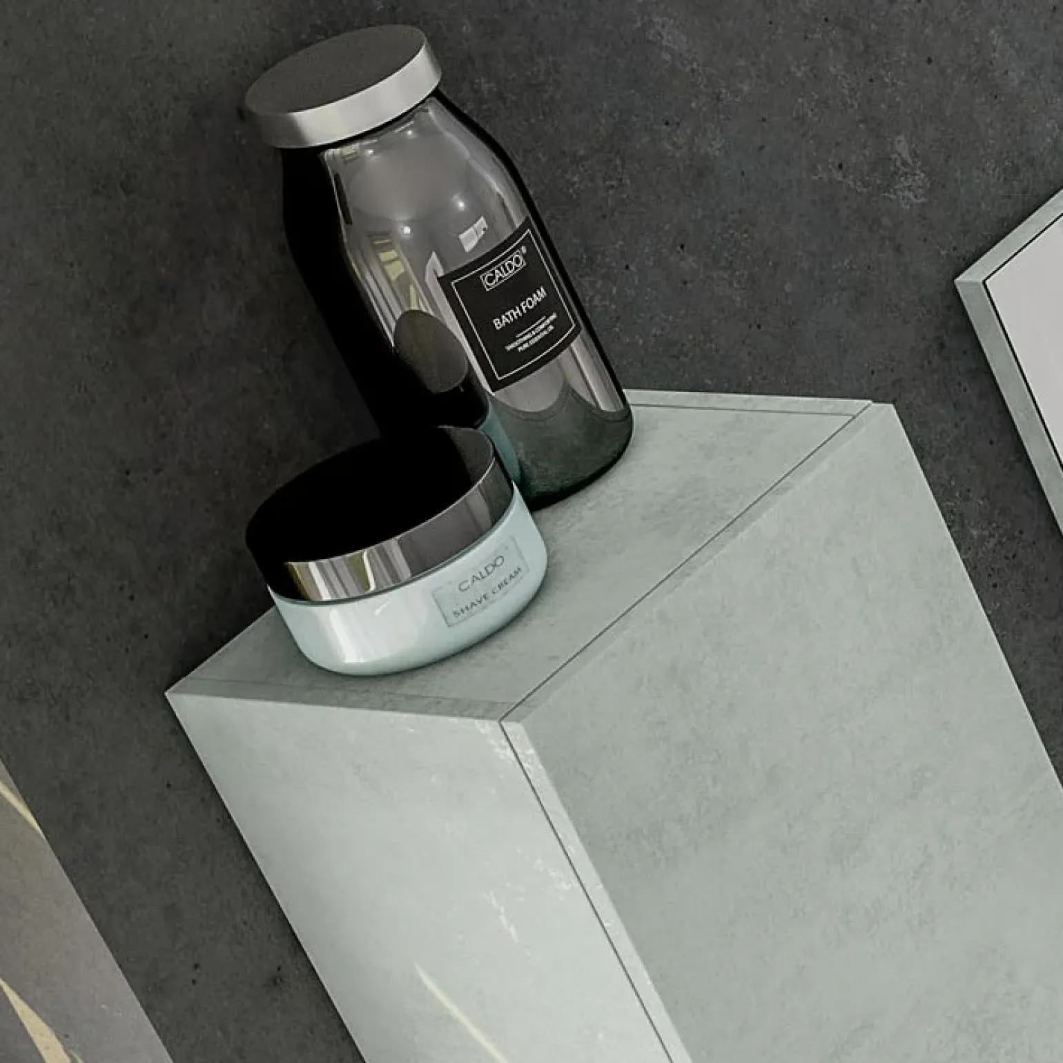 Mobile bagno sospeso 80cm con lavabo, specchio e colonna cemento bianco Oscar