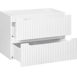 Mobile bagno sospeso 80cm cannettato con lavabo 2 cassetti bianco Cleany