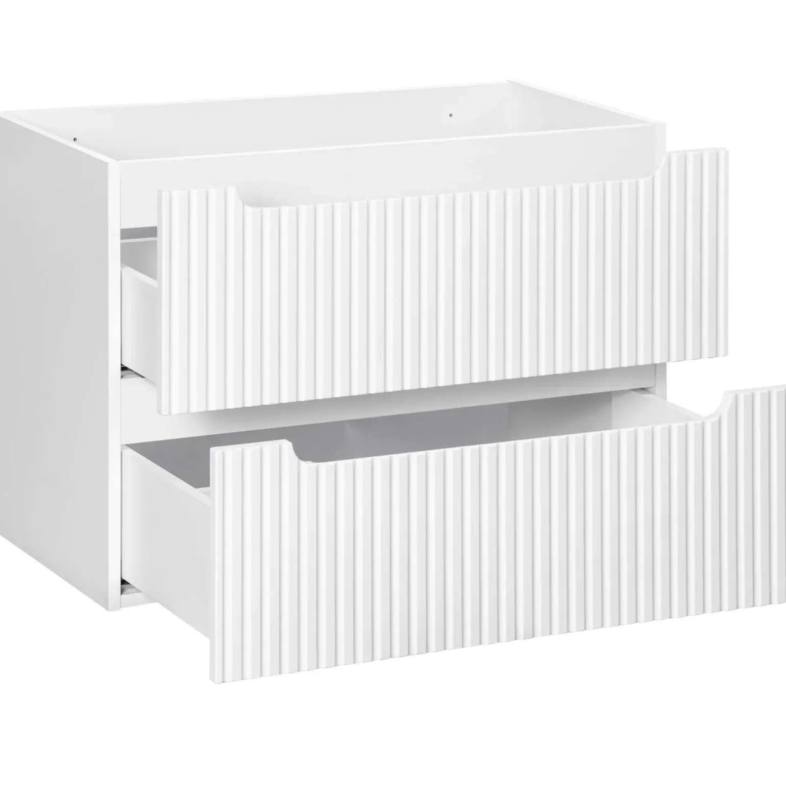 Mobile bagno sospeso 80cm cannettato con lavabo 2 cassetti bianco Cleany