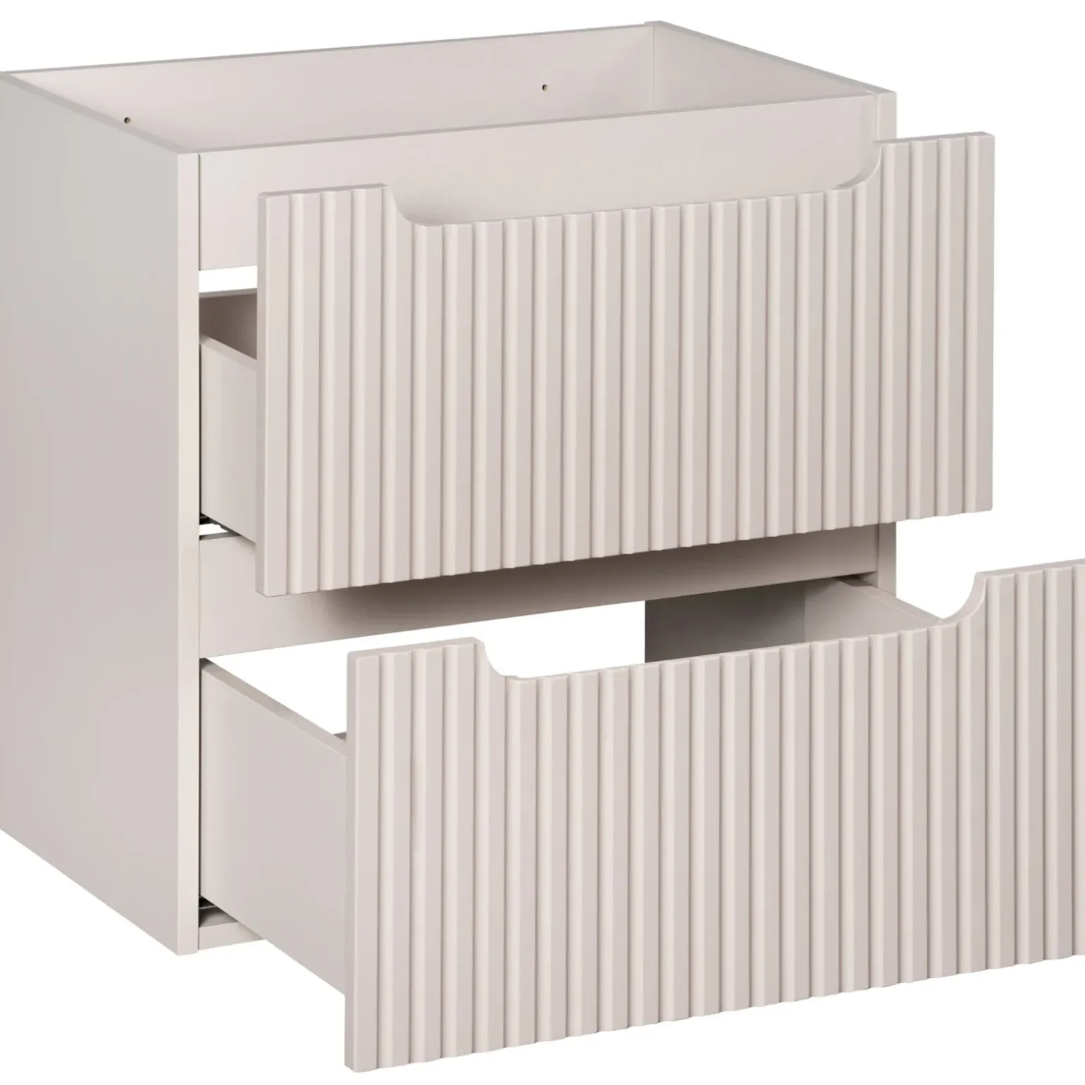 Mobile bagno sospeso 140cm cannettato 4 cassetti beige rovere Cleany