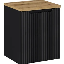 Mobile bagno sospeso 50cm cannettato 2 ante nero rovere Cleany