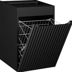 Mobile bagno sospeso 100cm cannettato con portabiancheria nero rovere Cleany