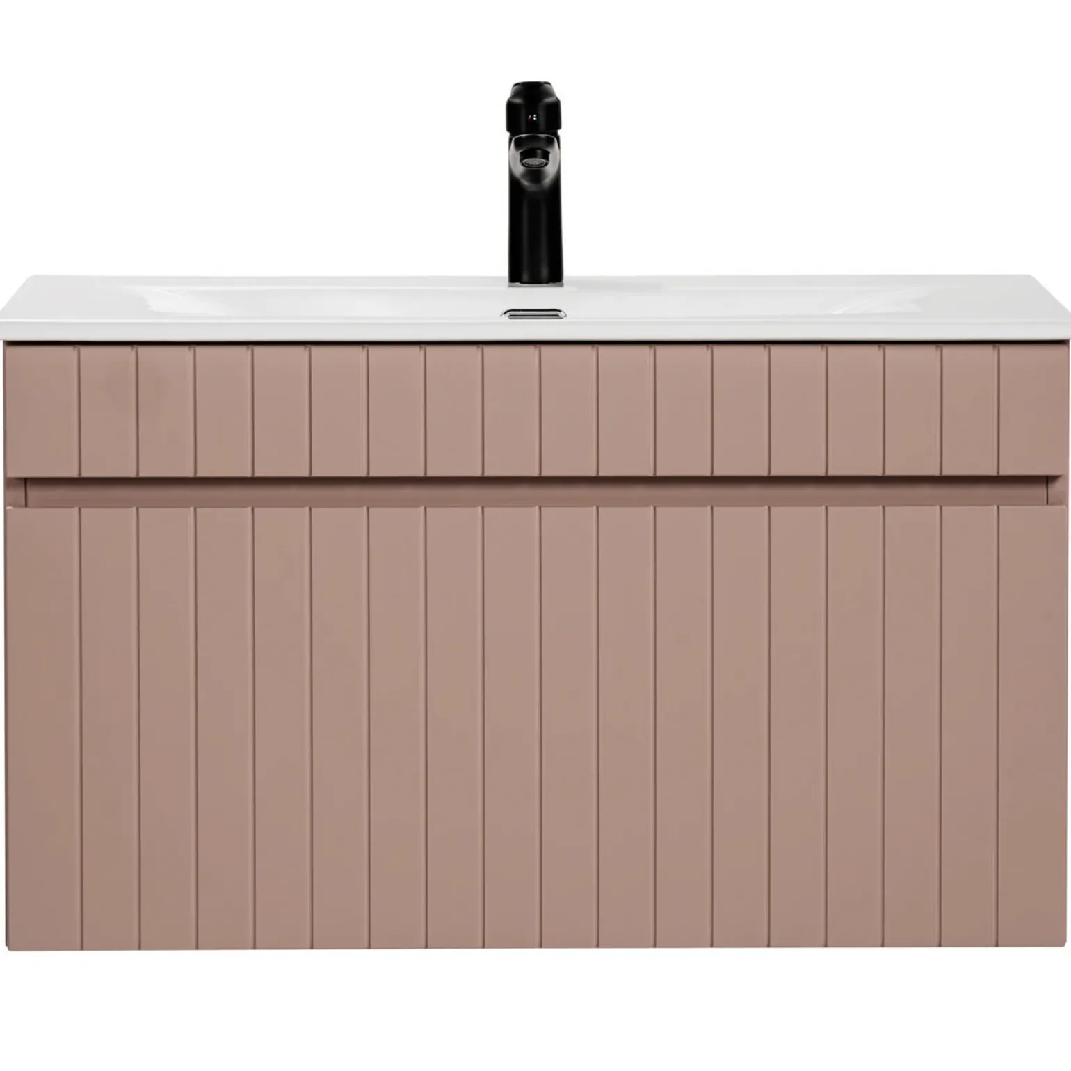 Mobile bagno sospeso 80cm cannettato con lavabo 1 cassettone rosa Autentic