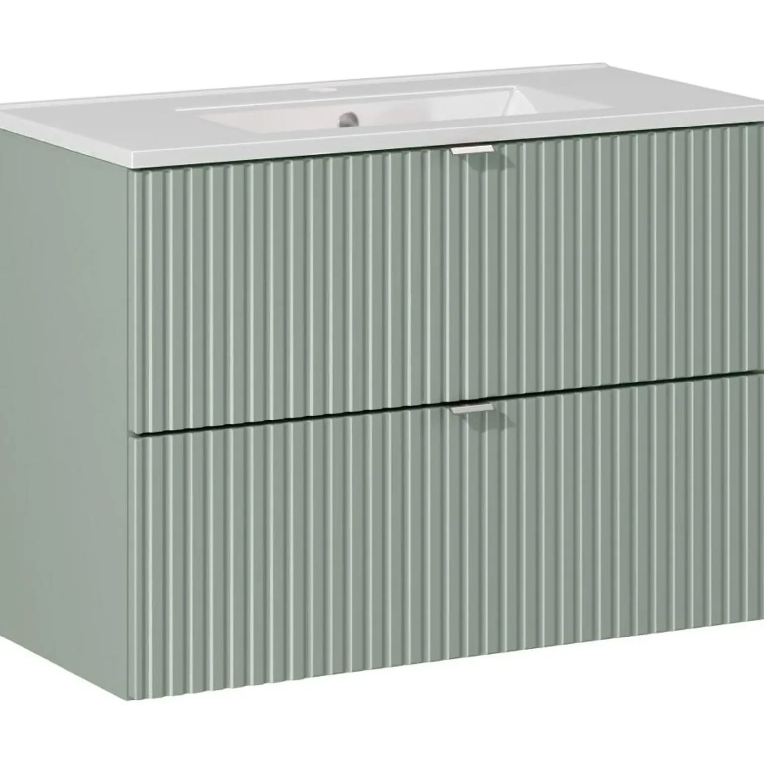 Mobile bagno sospeso 80cm cannettato con lavabo 2 cassetti verde salvia Greeny