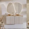 Mobile bagno sospeso 120cm cannettato 4 ante beige rovere Cleany