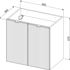 Mobile bagno sospeso 60cm cannettato con lavabo 2 ante verde salvia Greeny