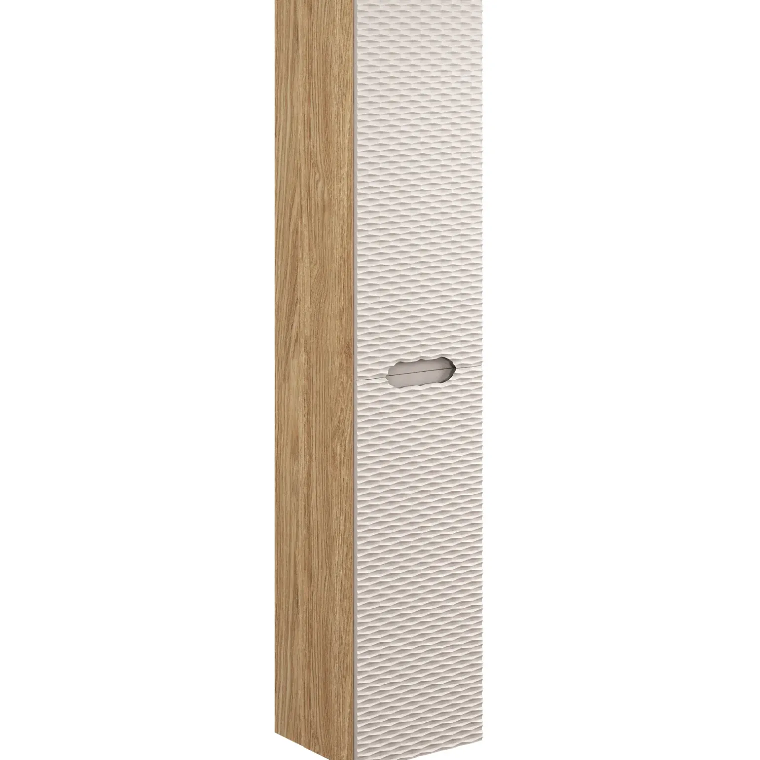 Mobile bagno sospeso 120cm con lavabo, specchio, colonna e 3 pensili beige rovere Swim