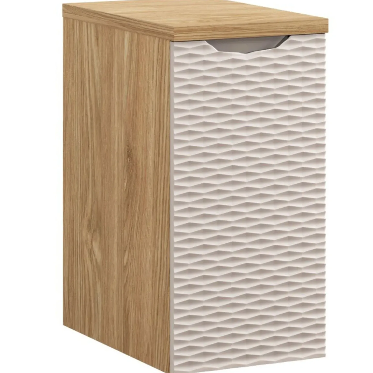 Mobile bagno sospeso 120cm con lavabo, specchio, colonna e 3 pensili beige rovere Swim