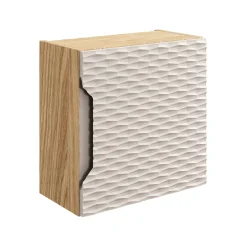 Mobile bagno sospeso 120cm con lavabo, specchio, colonna e 3 pensili beige rovere Swim