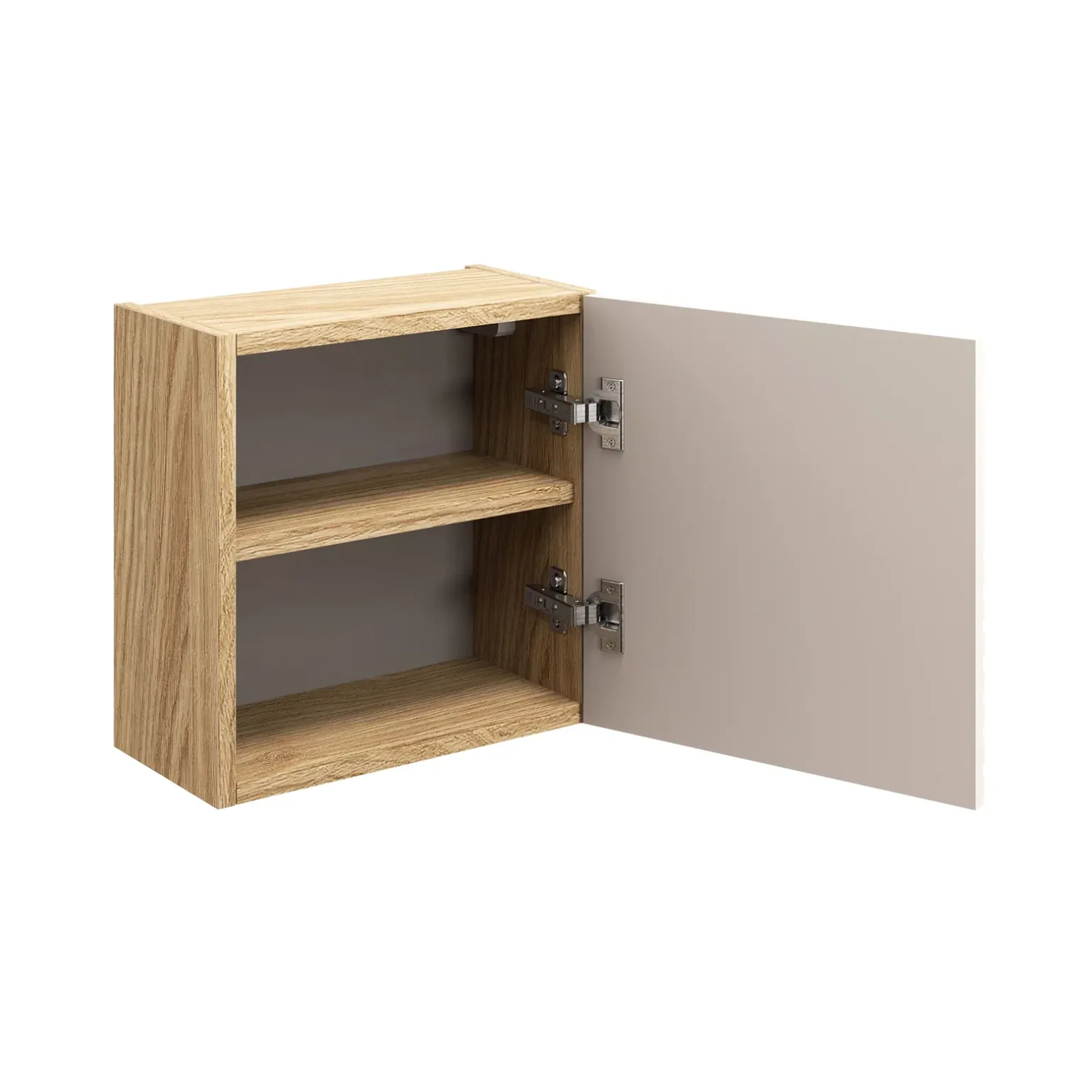 Mobile bagno sospeso 120cm con lavabo, specchio, colonna e 3 pensili beige rovere Swim