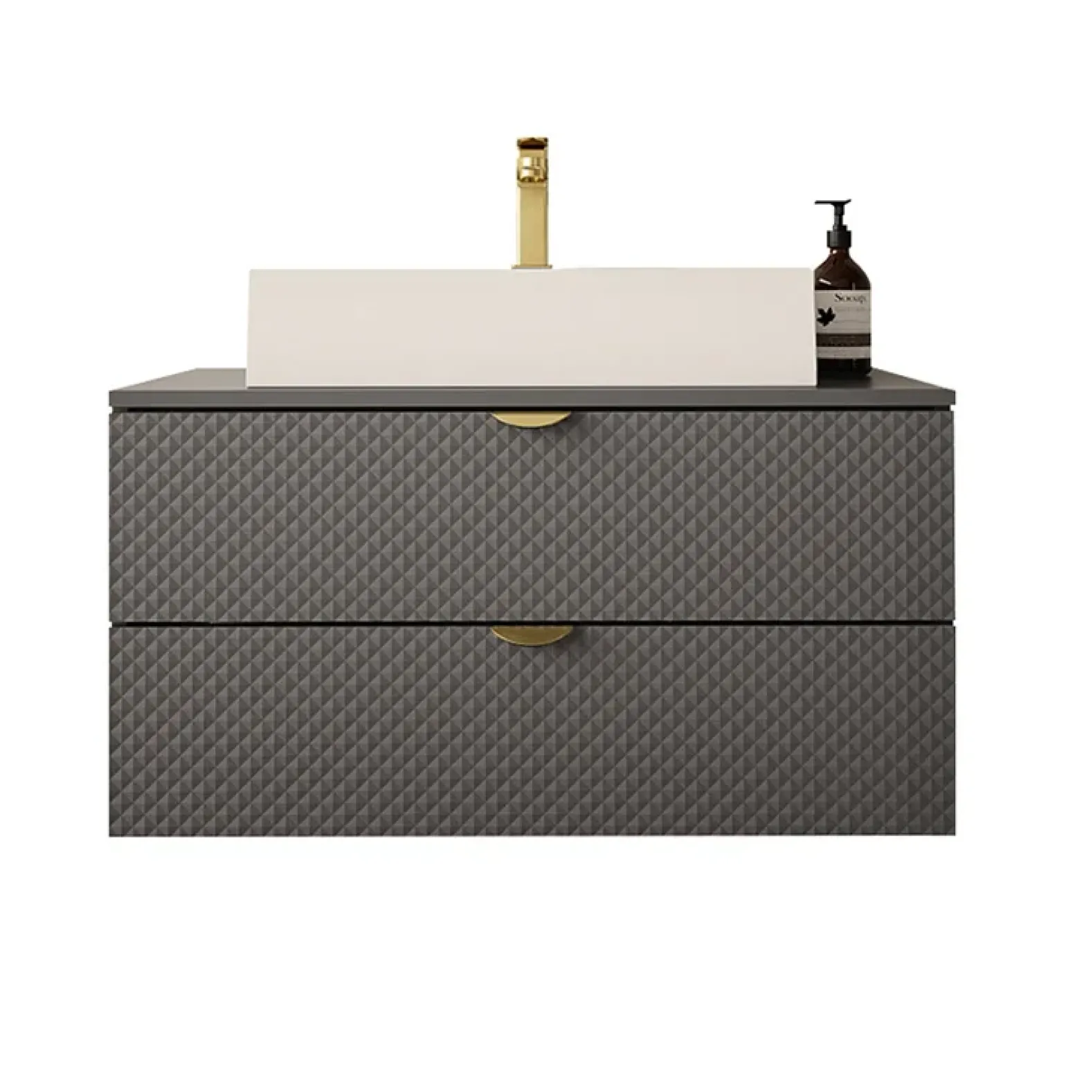 Mobile bagno sospeso 80cm con lavabo 2 cassetti grigio Hakone 4