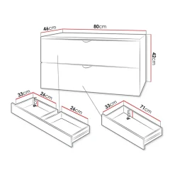 Mobile bagno sospeso 80cm con lavabo 2 cassetti grigio Hakone 4