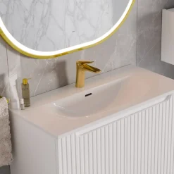 Mobile bagno sospeso 60cm cannettato con lavabo 2 ante bianco Cleany