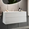 Mobile bagno sospeso 100cm con lavabo 2 cassetti bianco lucido Moon