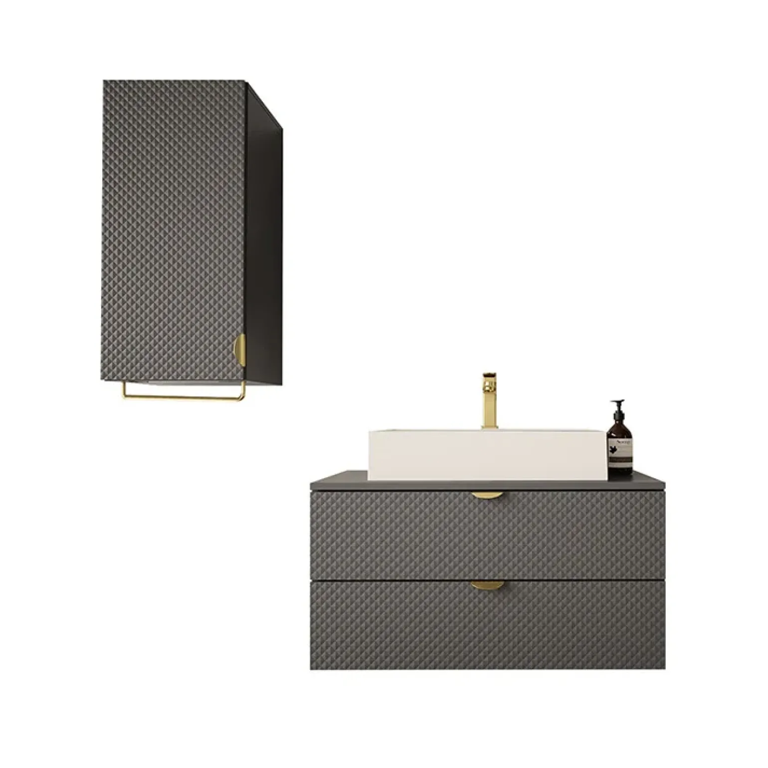Mobile bagno sospeso 80cm con pensile grigio Hakone 3