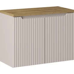 Mobile bagno sospeso 80cm cannettato 2 ante beige rovere Cleany
