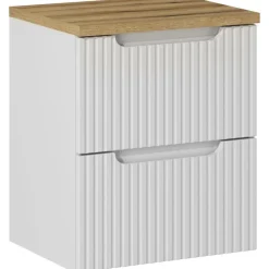 Mobile bagno sospeso 50cm cannettato 2 cassetti bianco rovere Cleany