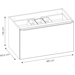 Mobile bagno sospeso 80cm con lavabo, mobile specchio e colonna grigio quercia Serif