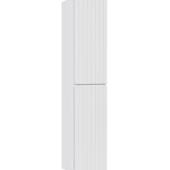 Mobile bagno sospeso 100cm cannettato con lavabo, colonna e specchio bianco quercia Autentic