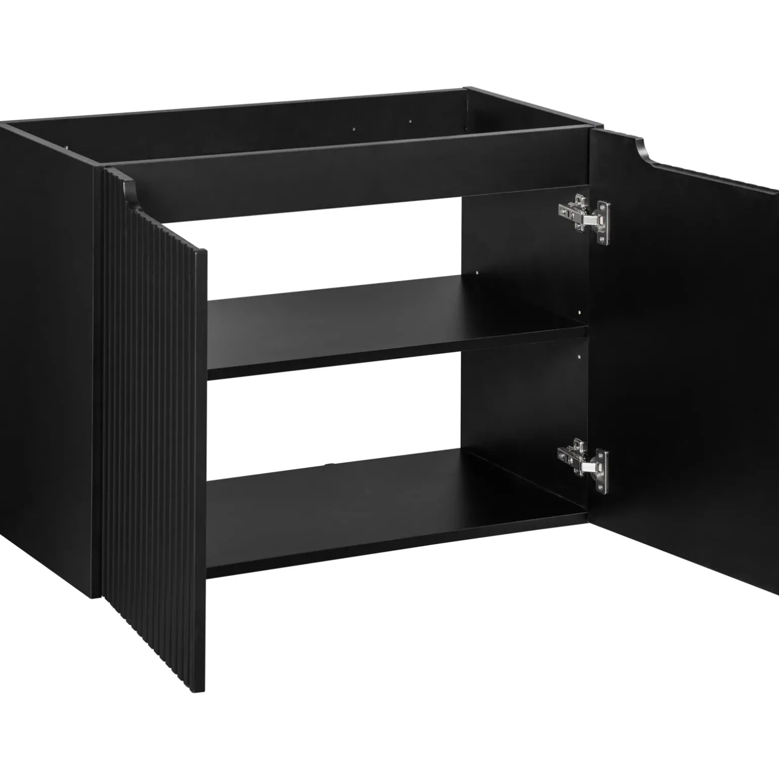 Mobile bagno sospeso 80cm cannettato con lavabo 2 ante nero Cleany