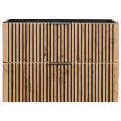 Mobile bagno sospeso 80cm cm 2 cassetti quercia antracite Limpid