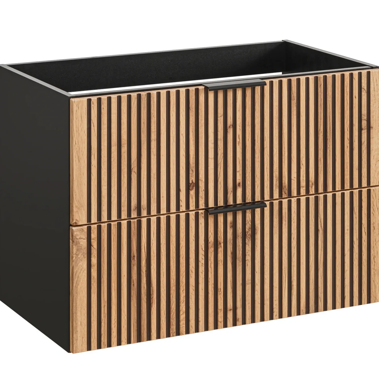 Mobile bagno sospeso 80cm cm 2 cassetti quercia antracite Limpid