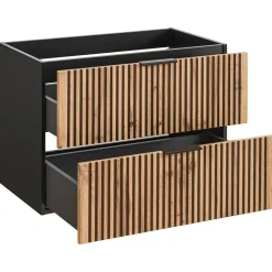 Mobile bagno sospeso 80cm cm 2 cassetti quercia antracite Limpid
