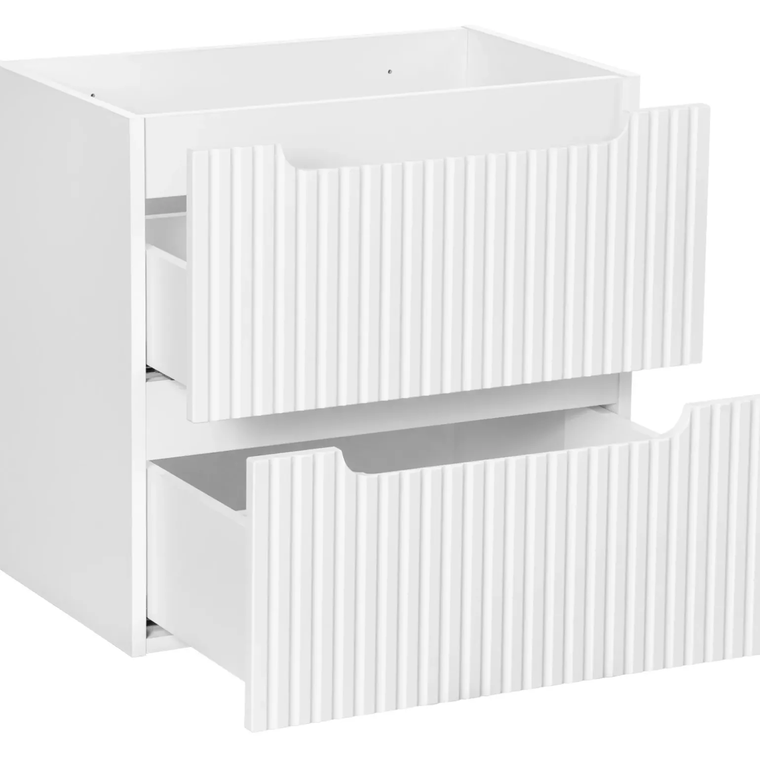 Mobile bagno sospeso 60cm cannettato 2 cassetti bianco rovere Cleany