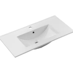 Mobile bagno sospeso 80cm cannettato con lavabo 2 ante bianco Cleany