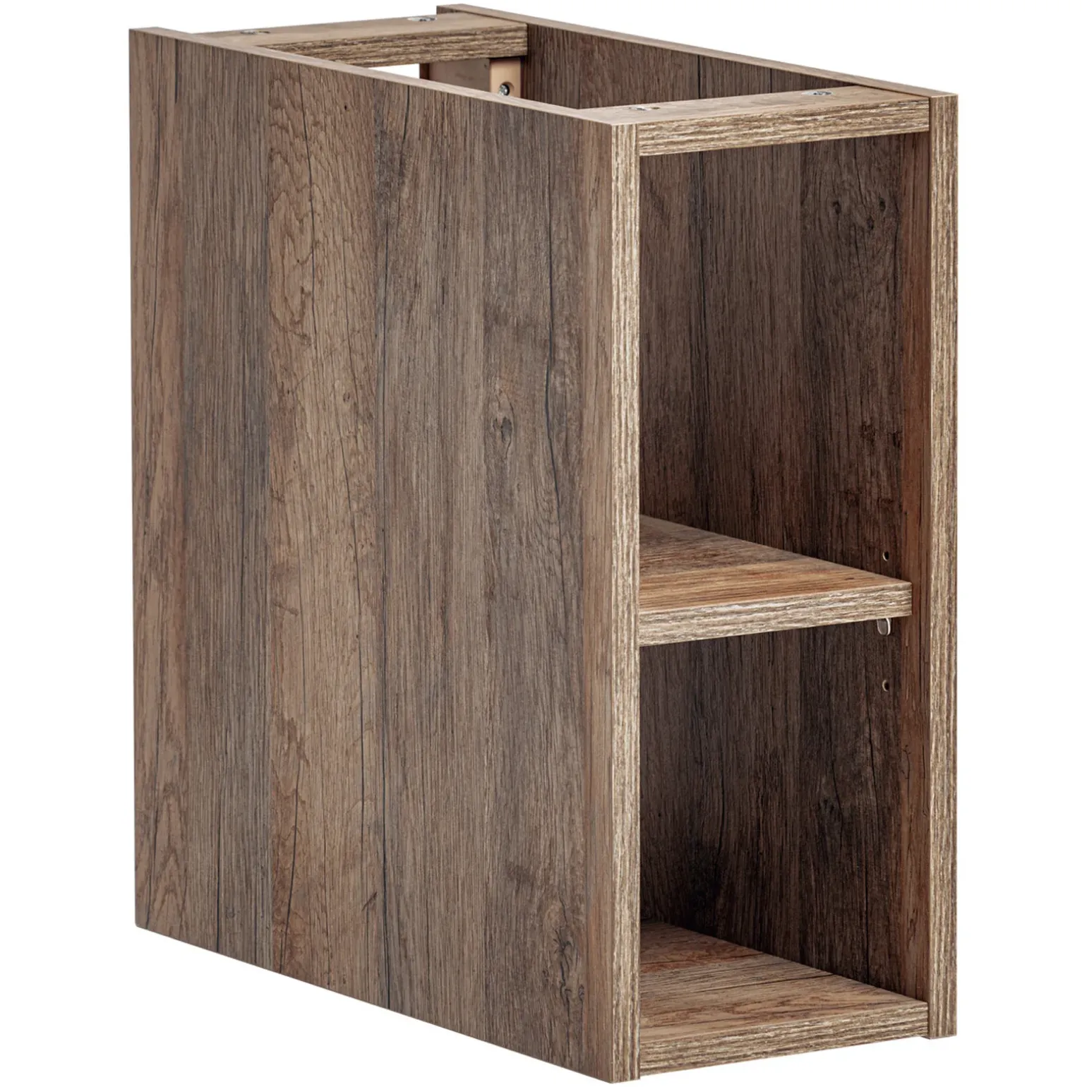 Mobile bagno sospeso 140cm cannettato con 2 lavabi, colonna e specchio bianco quercia Autentic