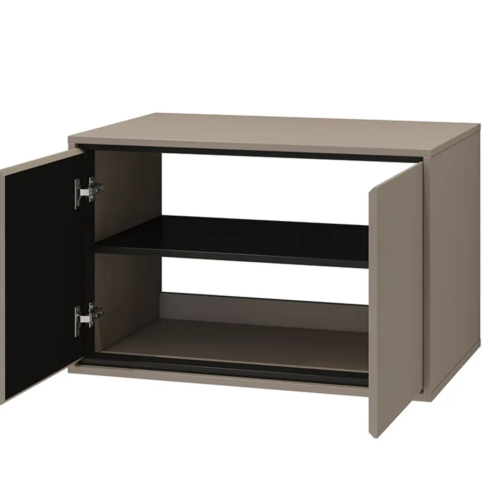Mobile bagno sospeso 78cm con specchio e colonna tortora nero Linda