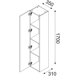 Mobile bagno sospeso 120cm con 2 lavabi, colonna, pensile e base sospesa nero rovere Swim