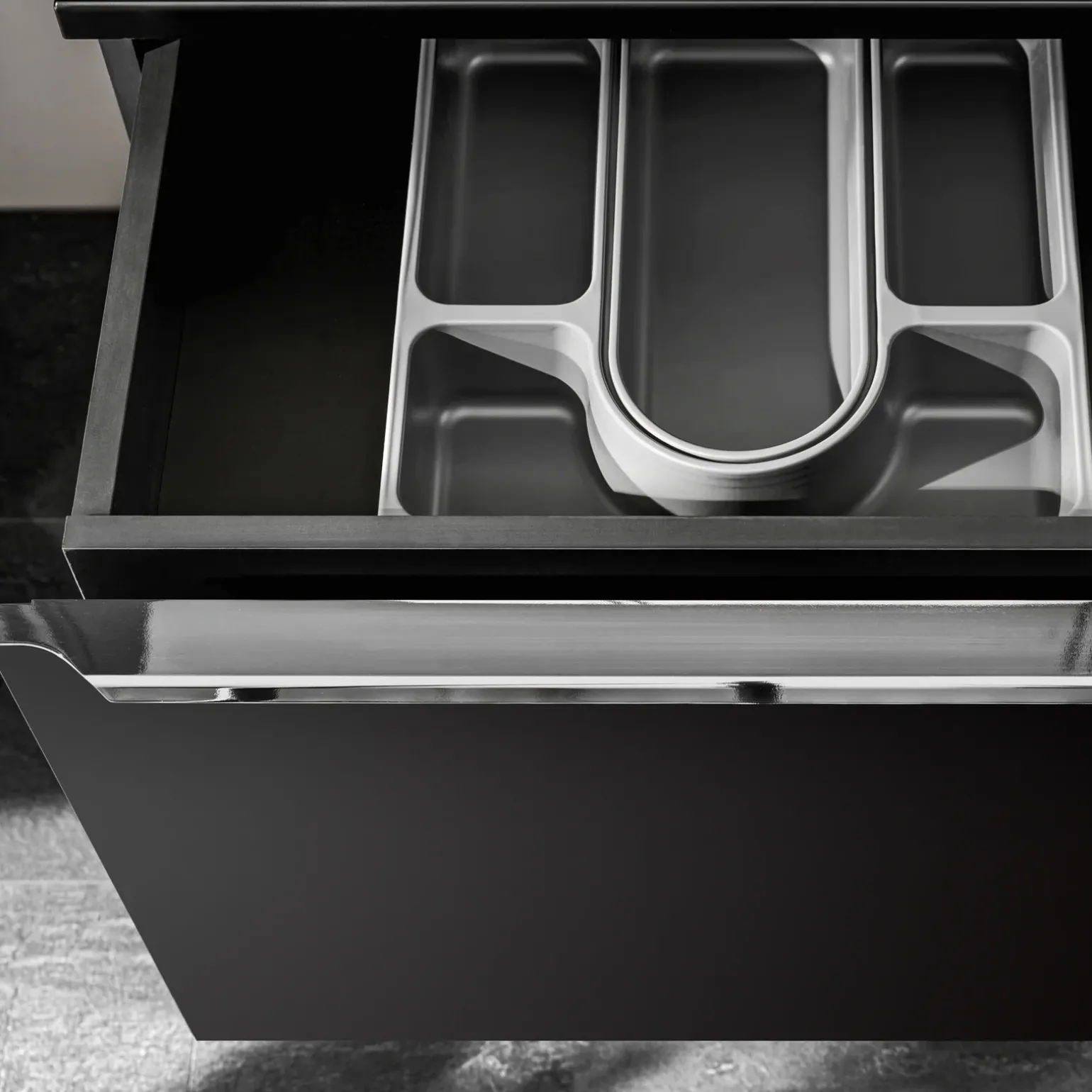 Mobile bagno sospeso 120cm con 2 lavabi, specchio e colonna nero Serif