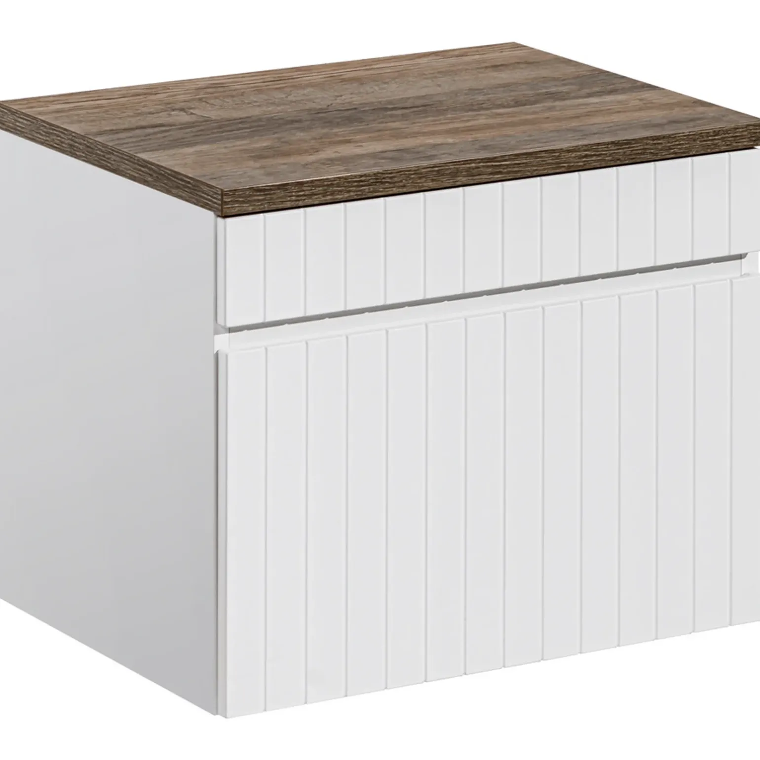 Mobile bagno sospeso 60cm cannettato 1 cassettone bianco quercia Autentic