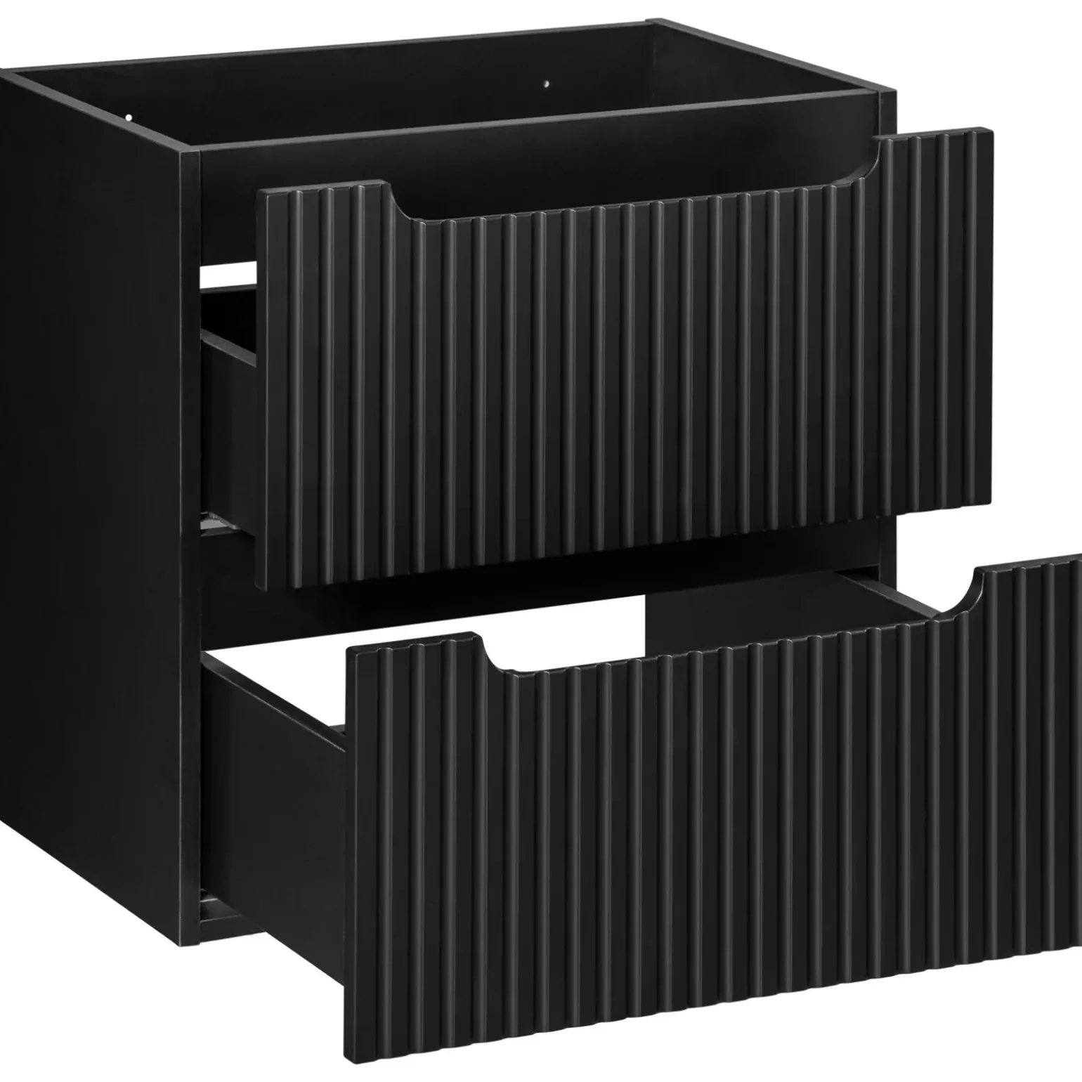 Mobile bagno sospeso 60cm cannettato con lavabo 2 cassetti nero Cleany