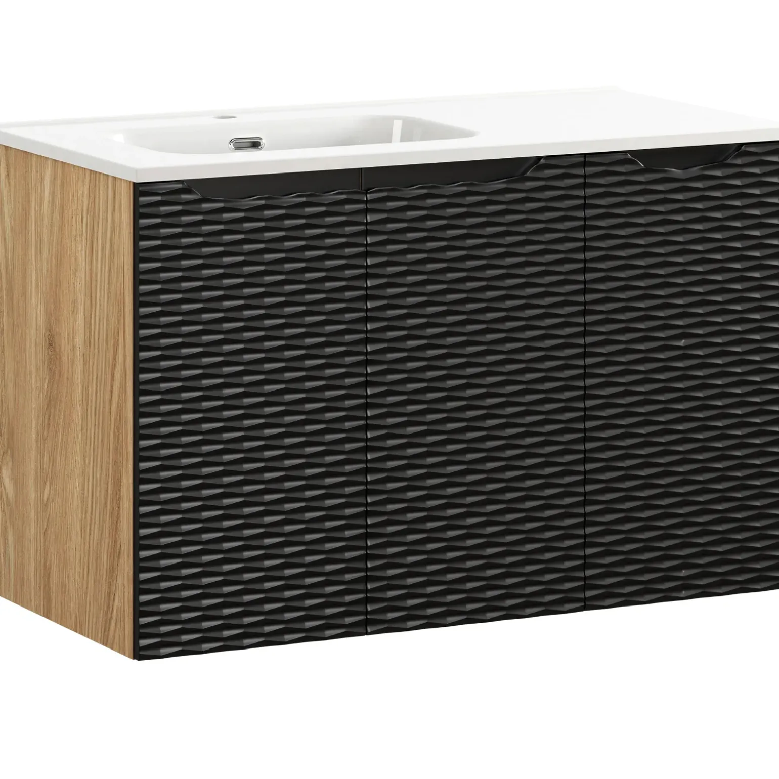 Mobile bagno sospeso 90cm con lavabo da incasso nero rovere Swim