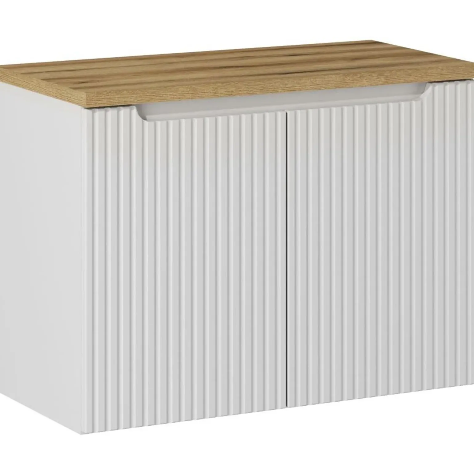Mobile bagno sospeso 80cm cannettato 2 ante bianco rovere Cleany