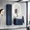 Mobile bagno sospeso 60cm con lavabo, specchio e colonna cannettato blu Deep
