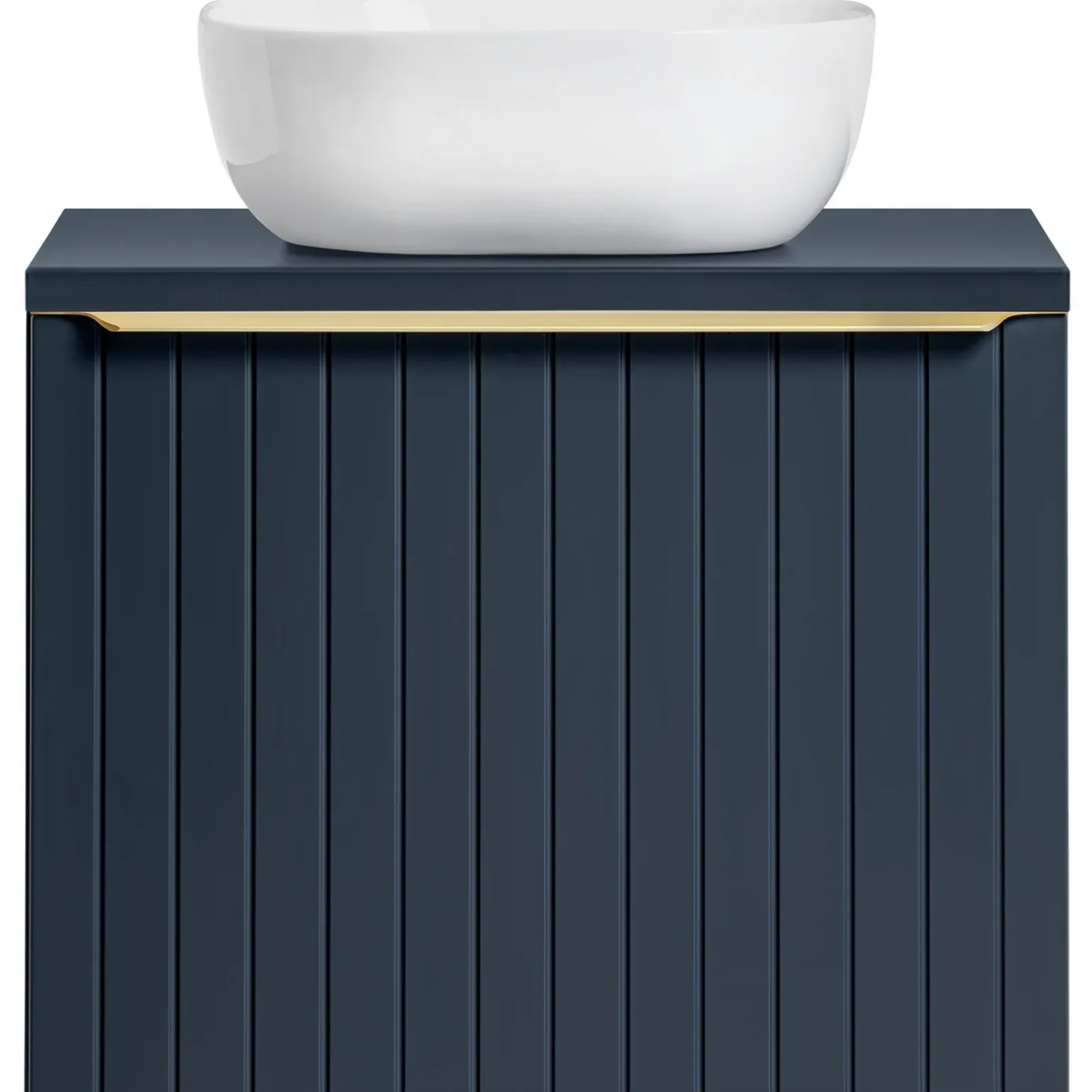 Mobile bagno sospeso 60cm con lavabo, specchio e colonna cannettato blu Deep