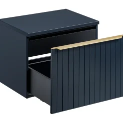 Mobile bagno sospeso 60cm con lavabo, specchio e colonna cannettato blu Deep