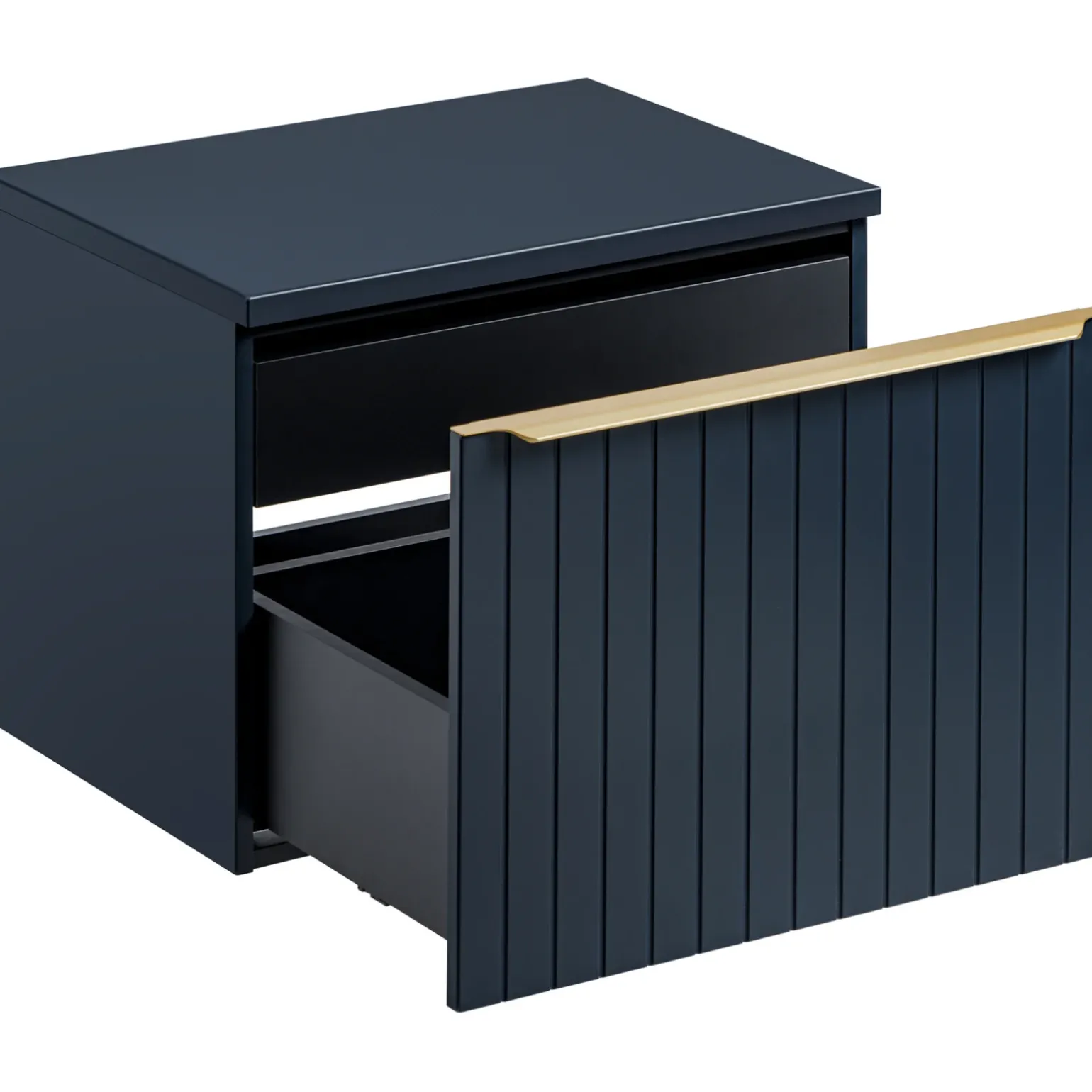 Mobile bagno sospeso 60cm con lavabo, specchio e colonna cannettato blu Deep