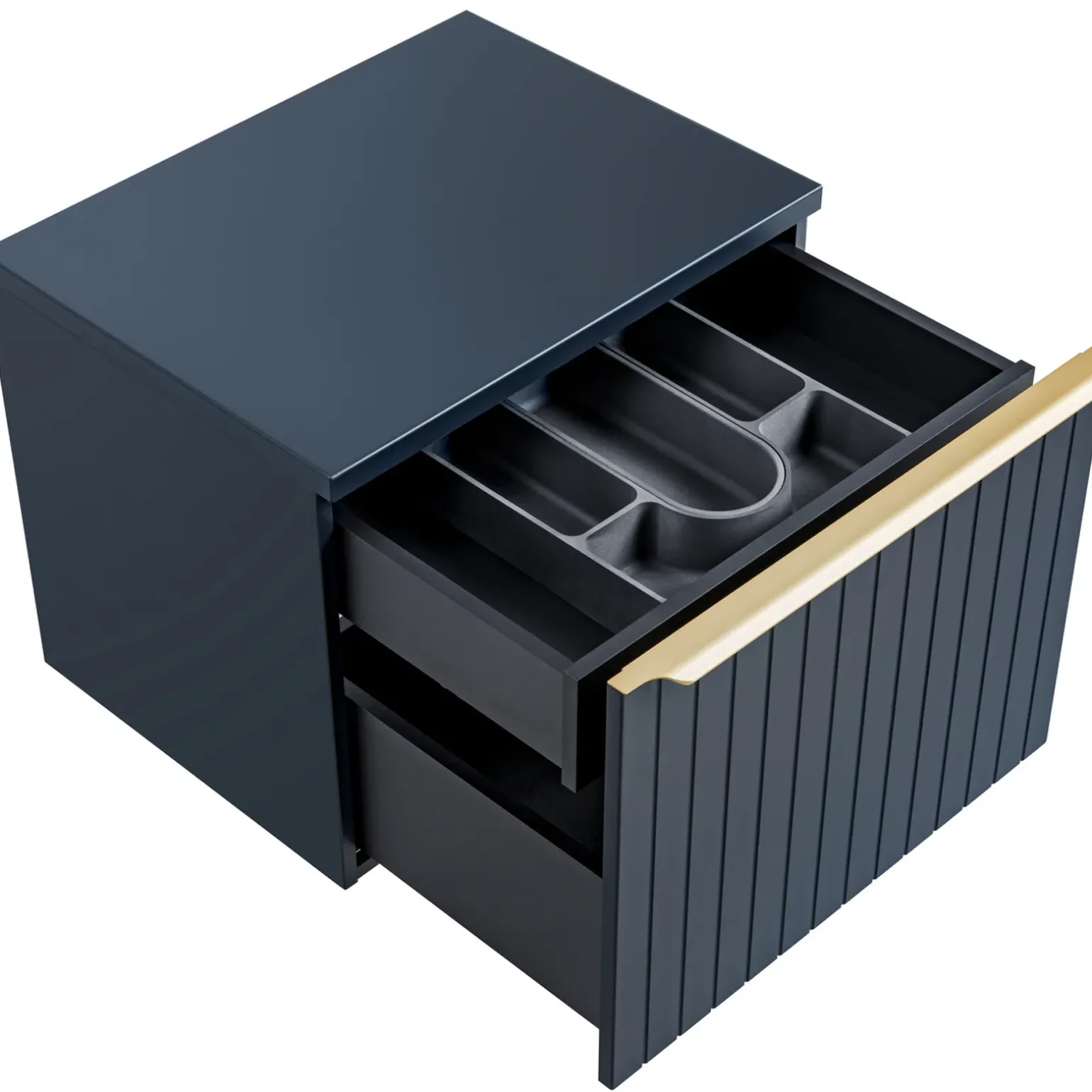 Mobile bagno sospeso 60cm con lavabo, specchio e colonna cannettato blu Deep