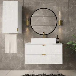 Mobile bagno sospeso 80cm con pensile bianco Hakone 3