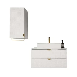 Mobile bagno sospeso 80cm con pensile bianco Hakone 3