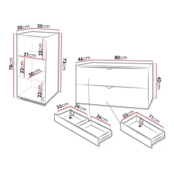 Mobile bagno sospeso 80cm con pensile bianco Hakone 3
